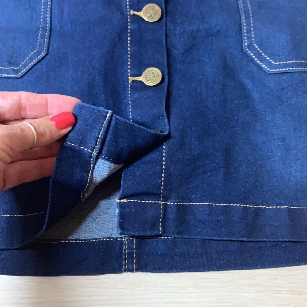 Boom Boom Jeans Dark Denim Button Fly Skirt - Picture 7 of 17